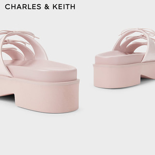 CHARLES&KEITH24夏季新品蝴蝶结厚底凉鞋外穿拖鞋女CK1-70580225