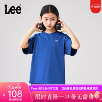 Lee儿童短袖t恤2024男女童夏季大小童半袖休闲宽松舒适上衣童装 海蓝色 160cm