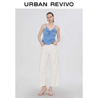 UR2024夏季女装时尚法式浪漫扭结吊带牛仔衬衫UWG840166 蓝色 L