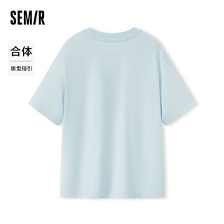 森马（Semir）森柔棉|短袖T恤女纯棉字母简约2024夏季百搭衣服 粉蓝80084 170/92A/XL