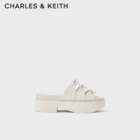 CHARLES&KEITH24夏季蝴蝶结厚底凉鞋外穿拖鞋女CK1-70580225 粉白色Chalk 39