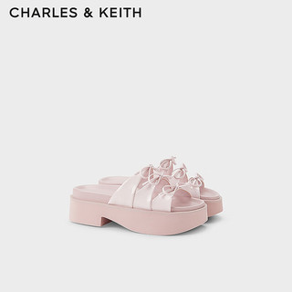 CHARLES&KEITH24夏季蝴蝶结厚底凉鞋外穿拖鞋女CK1-70580225 粉红色Pink 41