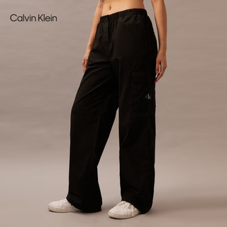 Calvin Klein Jeans24春夏女士松紧腰经典徽标工装风直筒休闲裤J223116 BEH-太空黑 S