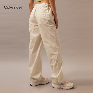 Calvin Klein Jeans24春夏女士松紧腰经典徽标工装风直筒休闲裤J223116 CGA-奶昔白 M