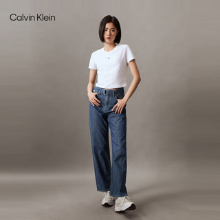 Calvin Klein Jeans24春夏女士莱赛尔混纺含腰带高腰宽松牛仔裤J223384 1BJ-牛仔蓝 26