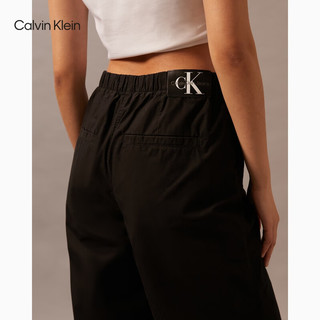 Calvin Klein Jeans24春夏女士松紧腰经典徽标工装风直筒休闲裤J223116 BEH-太空黑 L