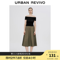 UR2024夏季女装通勤气质简约宽松显瘦A字半裙UWG540038 橄榄绿 L