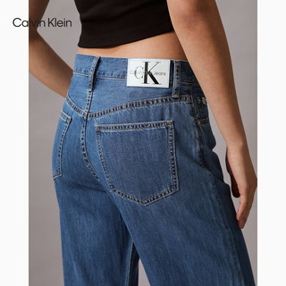 Calvin Klein Jeans24春夏女士莱赛尔混纺含腰带高腰阔腿牛仔裤J223383 1A4-牛仔蓝 25