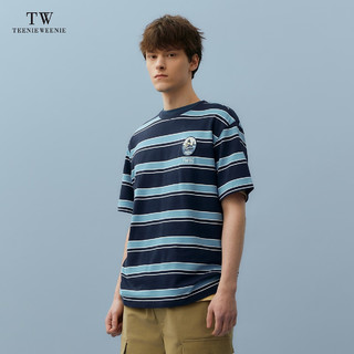 Teenie Weenie Men小熊男装条纹T恤2024夏季新款美式复古宽松圆领上衣