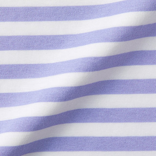 无印良品 MUJI 大童 圆领条纹短袖T恤 儿童打底衫 CB1J3A4S 紫色条纹 110cm /56A