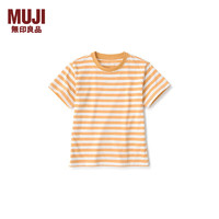 无印良品 MUJI 大童 圆领条纹短袖T恤 儿童打底衫 CB1J3A4S 浅橙色条纹 120cm /60A