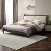 QuanU 全友 新中式舒适软包床屏橡胶木实木脚板木床卧室家具双人床