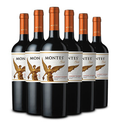 MONTES 蒙特斯 金天使赤霞珠干红葡萄酒 智利原瓶进口红酒750ml 整箱6支装
