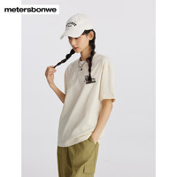 美特斯邦威（Meters Bonwe）T恤男女同款2024夏季唐老鸭系列宽松短袖上衣 复古白 160/XS