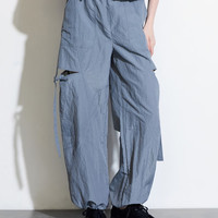 Gap 盖璞 女装2024夏季轻薄透气尼龙休闲裤多口袋工装风长裤480006