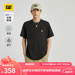 CAT卡特24夏季男户外CoolMax科技绣花Logo短袖T恤 黑色 S