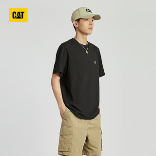 CAT卡特24夏季男户外CoolMax科技绣花Logo短袖T恤 黑色 S