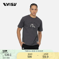 EVISU 2024春夏男士丝带海鸥和商标印花T恤2ESEPM4TS1185XXCT 炭灰色 L