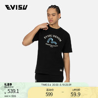 EVISU 2024春夏男士丝带海鸥和商标印花T恤2ESEPM4TS1185XXCT 黑色 S