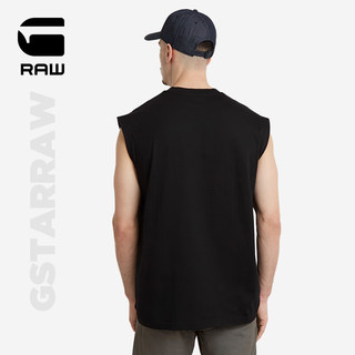 G-STAR RAW2024夏季纯棉宽松短袖圆领t恤男无袖简约印花衣服D24567 黑色 M