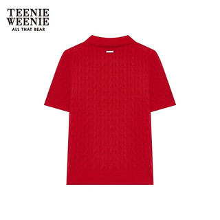 Teenie Weenie【明星同款】小熊2024年夏季短袖针织薄款上衣女 红色 170/L