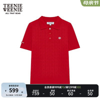 Teenie Weenie【明星同款】小熊2024年夏季短袖针织薄款上衣女 红色 175/XL