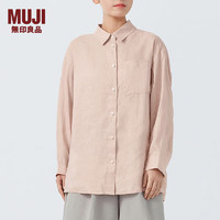 无印良品（MUJI） 女式 麻 宽版衬衫女士长袖衬衣外套夏季款 汉麻 BCJ22C4S 浅橙色 L 165/88A