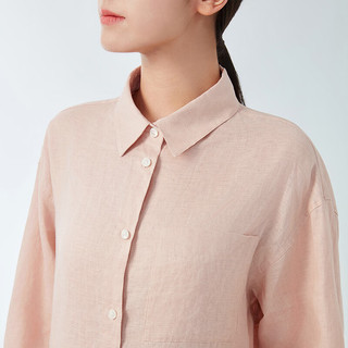 无印良品（MUJI） 女式 麻 宽版衬衫女士长袖衬衣外套夏季款 汉麻 BCJ22C4S 浅橙色 L 165/88A