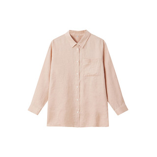 无印良品（MUJI） 女式 麻 宽版衬衫女士长袖衬衣外套夏季款 汉麻 BCJ22C4S 浅橙色 L 165/88A