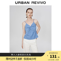 UR2024夏季女装时尚法式浪漫扭结吊带牛仔衬衫UWG840166 蓝色 XL