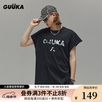 古由卡(GUUKA)LAB沙丘废土风透气舒适背心男夏潮 复古水洗不易变形上衣宽松 黑色 M