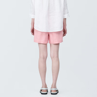 无印良品（MUJI）女式 麻 短裤 裤子女款夏款 BE1SLC4S 粉红色 L (165/70A)
