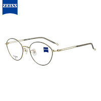 ZEISS 蔡司 光学镜架全框钛ZS23130LB男女款配镜眼镜框001金色/水晶灰色M款