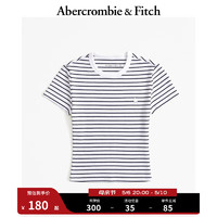 Abercrombie & Fitch 女装 24春夏新款小麋鹿短袖圆领罗纹T恤 358085-1 海军蓝条纹 M (165/96A)