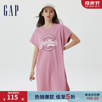 Gap 盖璞 女装夏季2023新款LOGO宽松运动短袖连衣裙663388