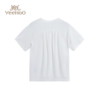 英氏（YEEHOO）女童T恤儿童运动短袖夏季薄款吸湿速干上衣中大童装洋气夏装 运动活力白色 165