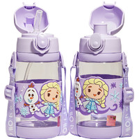 迪士尼儿童水杯带吸管耐高温tritan塑料水壶夏季男女小防摔杯子 紫色冰雪 520ml
