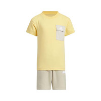 阿迪达斯 （adidas）夏季男小童运动短袖套装儿童T恤短裤IT4044 黄色 A104