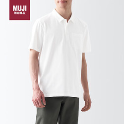 MUJI 無印良品 无印良品（MUJI）男式 水洗天竺编织 短袖POLO衫 休闲百搭ABE12A3S 白色 XL