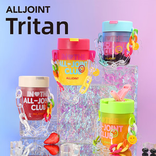 ALL-JOINT夏季吸管杯tritan便携式水杯优仅高颜值塑料随行杯清水蓝