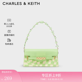 CHARLES&KEITHCK2-20781836女士拼色棋盘格手提斜挎包 Mint Green薄荷绿色 S