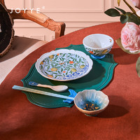 JOYYE餐具套装釉下彩手绘高档家用餐盘碗碟筷子母亲节实用 一人食-蓝色 7件套