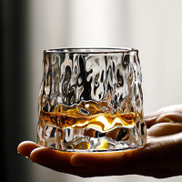 沽咚小茗 螺旋威士忌酒杯水晶玻璃洋酒杯烈酒家用创意异形啤白酒冰川杯子 冰川纹 170ml 1只