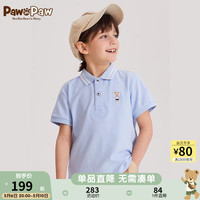 PawinPaw卡通小熊童装2024年夏季男女童翻短袖T恤运动休闲 L/Blue浅蓝色/51 090
