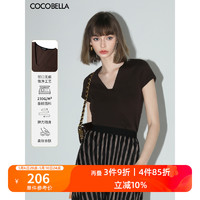 COCO BELLA 预售COCOBELLA精致简洁V领正肩T恤女夏气质通勤短袖上衣TS7010C