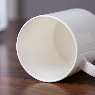 陶相惠 纯白茶杯陶瓷马克杯骨瓷咖啡杯大容量牛奶C杯办公室水杯 纯白C杯
