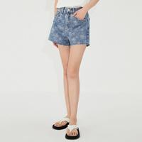 【100%棉】春季女装简约休闲舒适牛仔短裤时尚毛边女式牛仔裤
