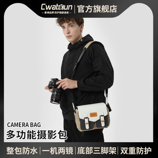 Cwatcun 香港品牌单肩相机包男防水复古适用佳能R50微单ccd相机挎包女收纳包富士微单xt4xs20尼康轻便摄影包