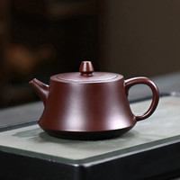 眷砂堂宜兴原矿紫砂壶纯手工百目老紫泥茶壶高档功夫茶具套装国工柱础壶 百目老紫泥 300ml