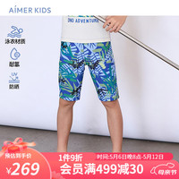 爱慕儿童（AIMER KIDS）夏专业泳衣材质耐氯防晒儿童泳衣男童泳裤五分裤恐龙探险印花 蓝底丛林满印 170